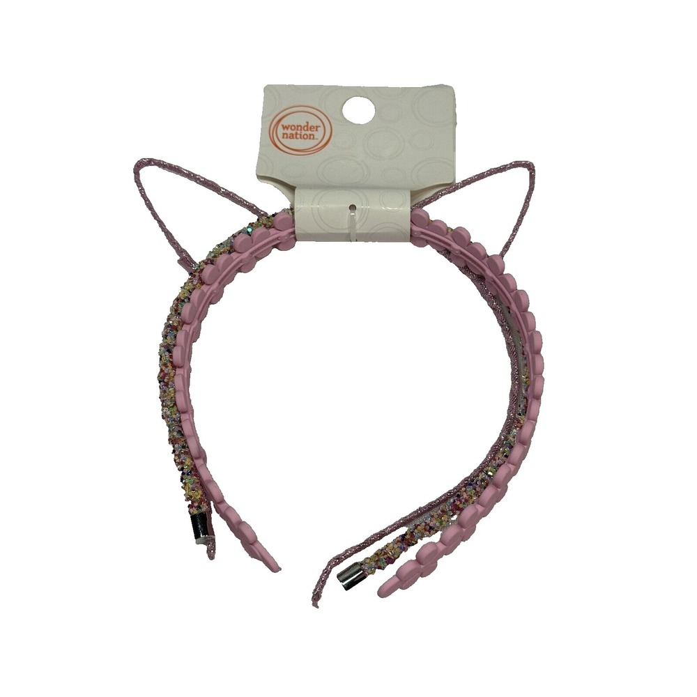 3 pack‎ WONDER NATION girls head bands pink glitter butterflies cat ears